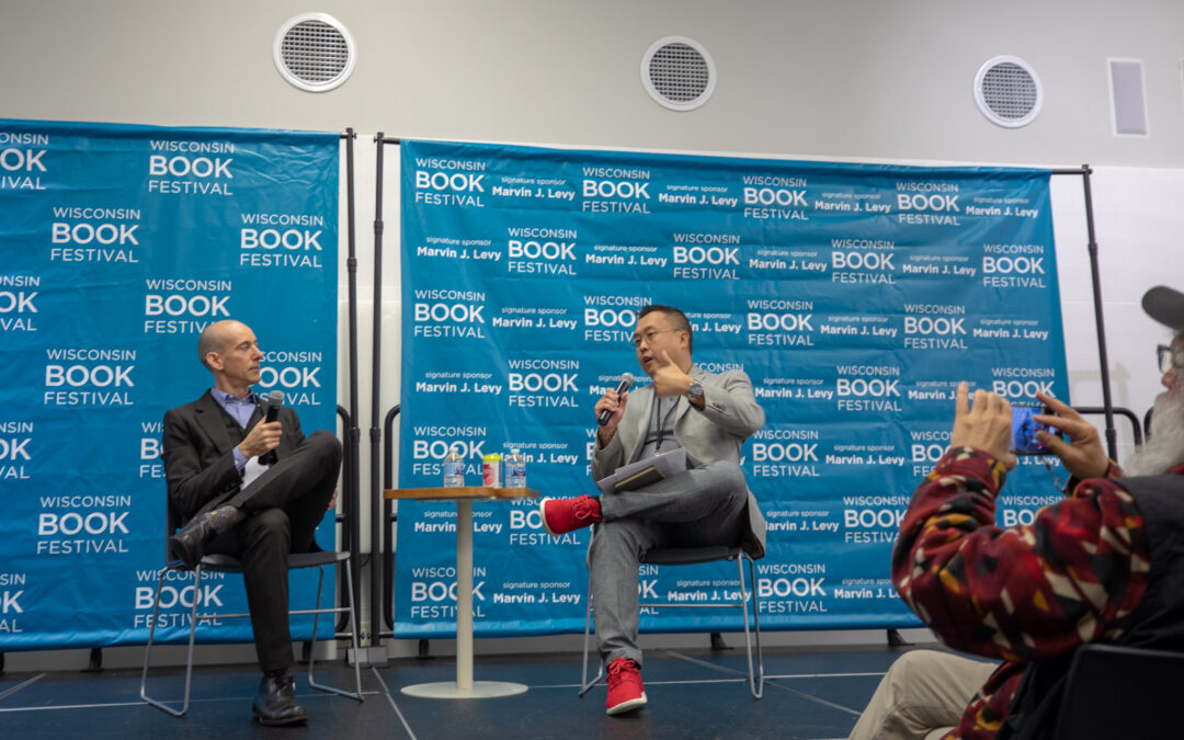 Ginseng Roots author Craig Thompson and Will Hsu, President of Hsu's Ginseng Enterprises Inc. speaking at Wisconsin Book Festival 2023 event